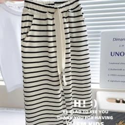 1-8 Years Summer Girls Clothing Set Comfortable Letter T-shirt+Stripe Loose Fitting Pants 2Pcs Suit For Kids Children Outfit