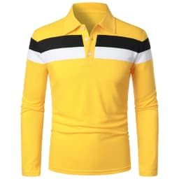 New Men Long Sleeve Tshirt Splicing Polos Tee Business Breathable Streetwear Basic Lapel Tops Lightweight T Shirts for Men