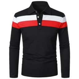 New Men Long Sleeve Tshirt Splicing Polos Tee Business Breathable Streetwear Basic Lapel Tops Lightweight T Shirts for Men