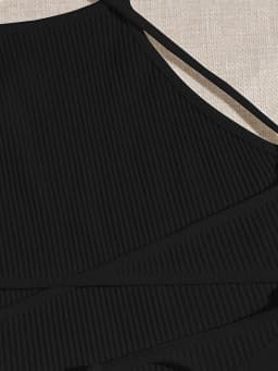 Elegant Cotton Knit Slingback Top with Crisscross Back Tie - Chic, Comfy t& Season Versatile