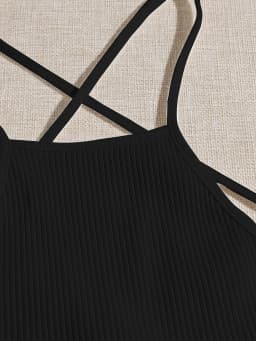 Elegant Cotton Knit Slingback Top with Crisscross Back Tie - Chic, Comfy t& Season Versatile
