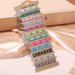 12Pcs/set The Bohemian Woven Bracelet Is Adjustable for Both Men and Women
