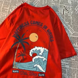 Happiness Comes In Waves Printing Men Women Clothes Fashion Loose Tops Creativity Casual T Shirt Pattern Loose Tshirts Couple