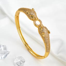 Gold Silver Color Leopard Head Bracelets For Women Men 18K Gold Plated Bangle Luxury CZ Zircon Fashion Punk Jewelry Gifts