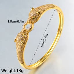 Gold Silver Color Leopard Head Bracelets For Women Men 18K Gold Plated Bangle Luxury CZ Zircon Fashion Punk Jewelry Gifts