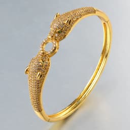Gold Silver Color Leopard Head Bracelets For Women Men 18K Gold Plated Bangle Luxury CZ Zircon Fashion Punk Jewelry Gifts