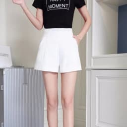 Women Spring Summer A-line Shorts Casual High Waist Loose Wide Leg Chiffon Shorts Chic Lady White Black Suit Shorts High Quality