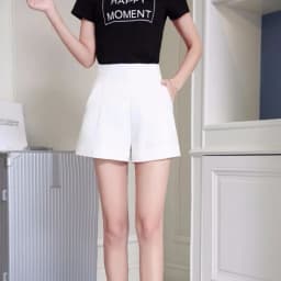 Women Spring Summer A-line Shorts Casual High Waist Loose Wide Leg Chiffon Shorts Chic Lady White Black Suit Shorts High Quality