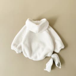 INS 2023 Winter Baby Boys Soft Fleece Hoodie Pullover Romper Letter Baby Clothes Baby Girls Fake Fur Toddler Lambswool Romper