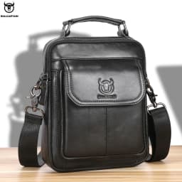 BULLCAPTAIN New Genuine Leather Men Vintage Handbags Flap Men's Shoulder Bag Casual Office Messenger Bags Fashion Crossbody