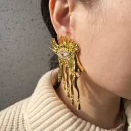High Quality Metal Golden Plated Eyes Dangle Earrings For Women Jewelry New Arrival Fashion Exaggerated Lady Ears' Accessories