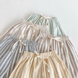 Vintage Linen Cotton Stripe Pants for Boys Casual Pocket Design Elastics Waist Pants for Toddler Girl Clothing Children Trousers