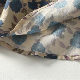 Blue Floral Printing Linen O-Neck Lantern Sleeve T-shirt Loose Women's Blouse Shirt Korean Fashion Female Clothing Tops 2024