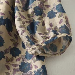 Blue Floral Printing Linen O-Neck Lantern Sleeve T-shirt Loose Women's Blouse Shirt Korean Fashion Female Clothing Tops 2024