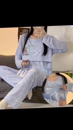 New Monthly Clothing 2-Piece Spring And Autumn Maternity Pajamas Summer Breastfeeding Suit Breastfeeding Pajamas Homewear