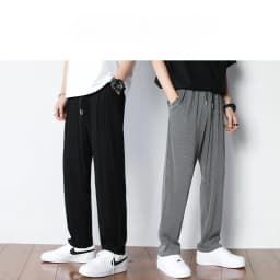 Summer White Casual Pants Men's Ice Silk Pants Men's Drape Floor Mop Pants Korean Straight Loose Wide Leg Long Pants
