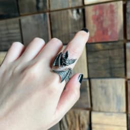 Buyee 925 Sterling Silver Elegant Big Ring Finger Cute Bat Gray Open Ring for Woman Men Fashion Animal Punk Fine Jewelry Circle