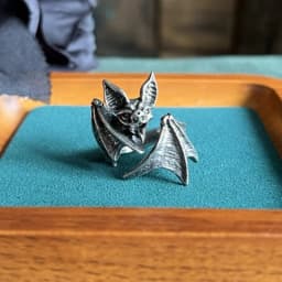 Buyee 925 Sterling Silver Elegant Big Ring Finger Cute Bat Gray Open Ring for Woman Men Fashion Animal Punk Fine Jewelry Circle