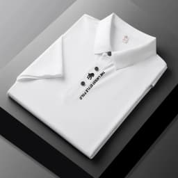 High end brand printed polo shirt men's short sleeve summer fashion business casual seamless ice silk breathable golf T-shirt