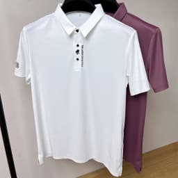 High end brand printed polo shirt men's short sleeve summer fashion business casual seamless ice silk breathable golf T-shirt