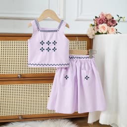 Children's Clothing Sets Floral Embroidery Sleeveless Top + Skirt 2pcs Kids Clothes Girls for 2 To 7 Years Baby Girl Outfit Set