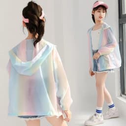 New Girls Summer Sun Protection Coat Rainbow Thin Style Fashion Princess Jacket Outdoor Activity 3-12 Years Children Clothing