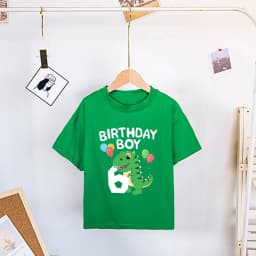 Dinosaur Birthday Number Printed Shirt Kids 2-8 Birthday Party T-Shirt Boy Shirt Dino Theme Tops Clothes Child Short Sleeve Tees