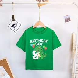 Dinosaur Birthday Number Printed Shirt Kids 2-8 Birthday Party T-Shirt Boy Shirt Dino Theme Tops Clothes Child Short Sleeve Tees
