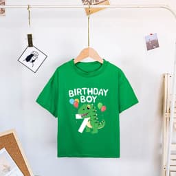 Dinosaur Birthday Number Printed Shirt Kids 2-8 Birthday Party T-Shirt Boy Shirt Dino Theme Tops Clothes Child Short Sleeve Tees
