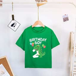 Dinosaur Birthday Number Printed Shirt Kids 2-8 Birthday Party T-Shirt Boy Shirt Dino Theme Tops Clothes Child Short Sleeve Tees