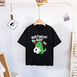 Dinosaur Birthday Number Printed Shirt Kids 2-8 Birthday Party T-Shirt Boy Shirt Dino Theme Tops Clothes Child Short Sleeve Tees