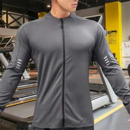 2024 New Man Long Sleeve Men's Fashion Jogging Casual Training Clothes Loose Gym Fitness Sports Zipper Long Sleeve T-shirt