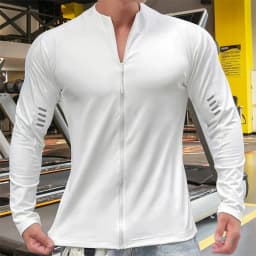 2024 New Man Long Sleeve Men's Fashion Jogging Casual Training Clothes Loose Gym Fitness Sports Zipper Long Sleeve T-shirt