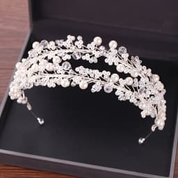 Rhinestones Pearl Tiaras Crowns Hair Jewelry Wedding Bride Headpiece Accessories Handmade Women Crystal Hairbands FD489