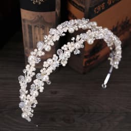 Rhinestones Pearl Tiaras Crowns Hair Jewelry Wedding Bride Headpiece Accessories Handmade Women Crystal Hairbands FD489