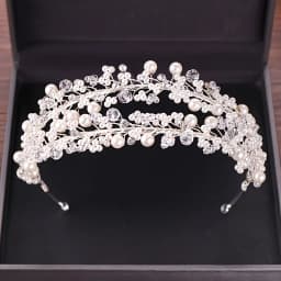 Rhinestones Pearl Tiaras Crowns Hair Jewelry Wedding Bride Headpiece Accessories Handmade Women Crystal Hairbands FD489