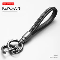Handwoven Leather Car Key Buckle Keychain Luxury Style Hand Woven Leather Hanging Car Key Ring,Comes with Box Packaging