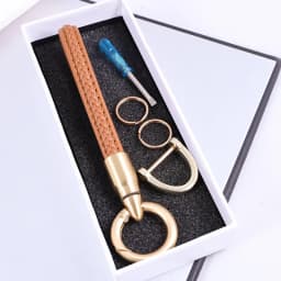 Handwoven Leather Car Key Buckle Keychain Luxury Style Hand Woven Leather Hanging Car Key Ring,Comes with Box Packaging