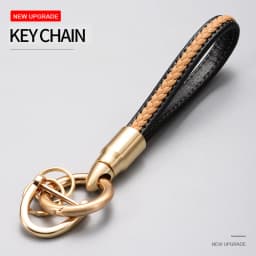 Handwoven Leather Car Key Buckle Keychain Luxury Style Hand Woven Leather Hanging Car Key Ring,Comes with Box Packaging