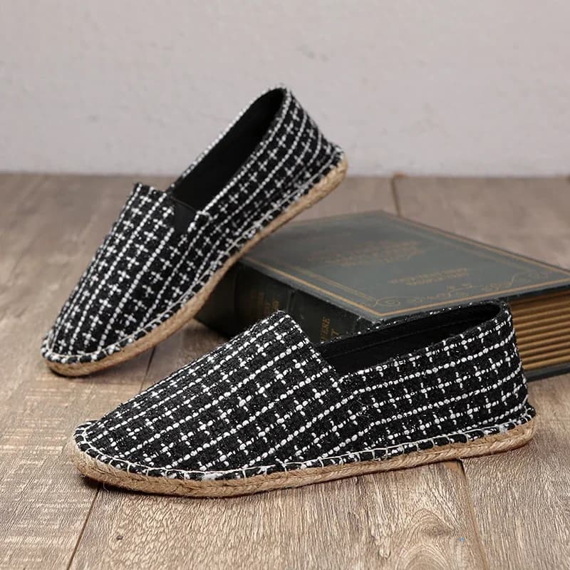2024 Summer New Espadrilles For Men Shoes Linen Men's Casual Shoes Handmade Weaving Fisherman Shoes Fashion Flats Big Size 47