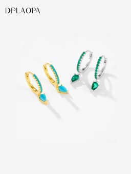 DPLAOPA 100% 925 Sterling Silver Water Drop Color Zircon Hoop Earrings 2024 Simple Advanced Fine Gift Jewelry For Women