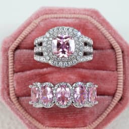 Huitan Gorgeous 2Pcs Wedding Rings for Women White/Pink/Green/Black Cubic Zirconia Set Rings Luxury Trendy Engagement Jewelry