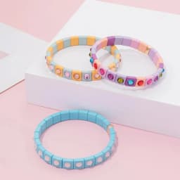 2024 Colorful Rhinestone Beads Women Bracelet Enamel Candy Color Elastic Bangle Bohemian Jewelry Accessories