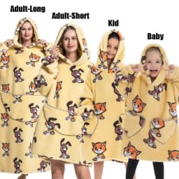 Winter Oversized Hoodies Sweatshirt Cute Cartoon Pizza Lion Panda Pullover Super Long Flannel Giant Lazy TV Blanket Pajamas