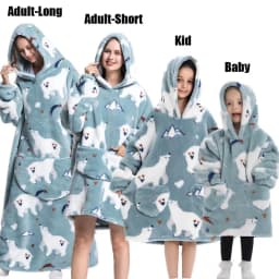 Winter Oversized Hoodies Sweatshirt Cute Cartoon Pizza Lion Panda Pullover Super Long Flannel Giant Lazy TV Blanket Pajamas
