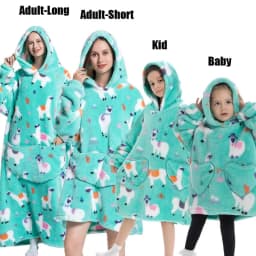 Winter Oversized Hoodies Sweatshirt Cute Cartoon Pizza Lion Panda Pullover Super Long Flannel Giant Lazy TV Blanket Pajamas