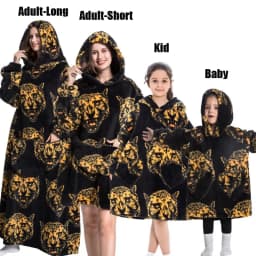 Winter Oversized Hoodies Sweatshirt Cute Cartoon Pizza Lion Panda Pullover Super Long Flannel Giant Lazy TV Blanket Pajamas