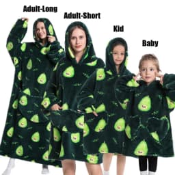 Winter Oversized Hoodies Sweatshirt Cute Cartoon Pizza Lion Panda Pullover Super Long Flannel Giant Lazy TV Blanket Pajamas