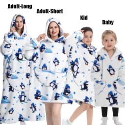 Winter Oversized Hoodies Sweatshirt Cute Cartoon Pizza Lion Panda Pullover Super Long Flannel Giant Lazy TV Blanket Pajamas