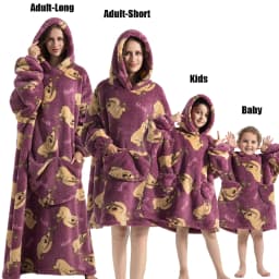 Winter Oversized Hoodies Sweatshirt Cute Cartoon Pizza Lion Panda Pullover Super Long Flannel Giant Lazy TV Blanket Pajamas